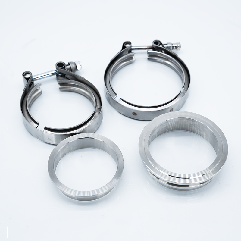 CT5RX SS Manifold Side Inlet / Downpipe Outlet Flange and Clamp Set (Dual V-Band Hsg)